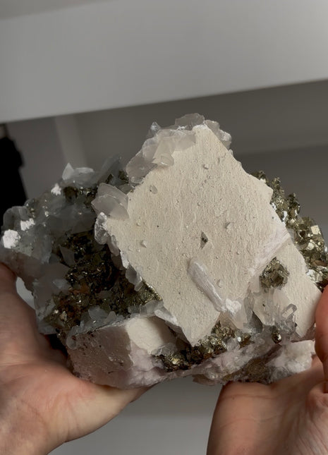 Stunning ! Feldspar with Calcite and Pyrite