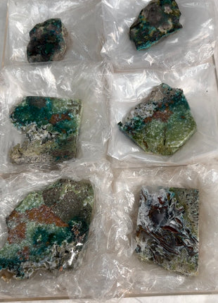 6 Pieces ! Copper Ore with Blue Chrysocolla in Chalcedony Lot