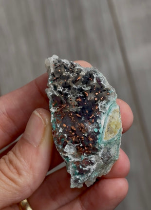Blue Chrysocolla with Native Copper and Chalcedony PM0573