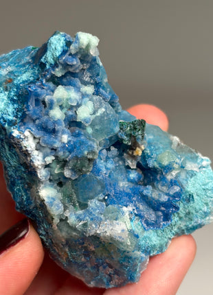 Blue Shattuckite with Quartz, Malachite from Kaokoveld, Namibia