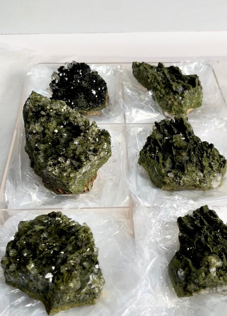6 Pieces ! Very High Grade Forest Epidote with Quartz Lot