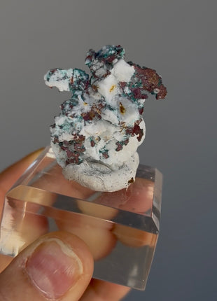 Native Copper with White Calcite and Green Malachite