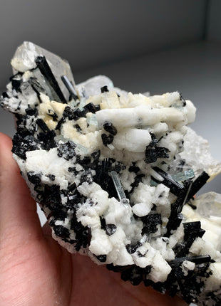 New Arrival ! Aquamarine with Black Tourmaline with Quartz and Snow Albite *