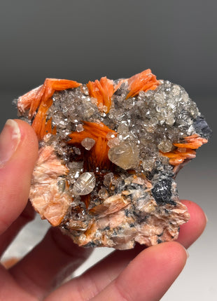 6 Pieces ! Cerussite with Orange Barite and Galena Specimens Lot