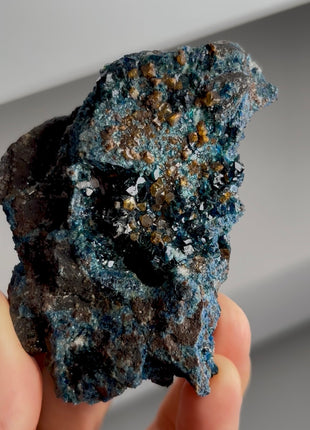 Blue Lazulite with Siderite from Rapid Creek, Canada PM1097