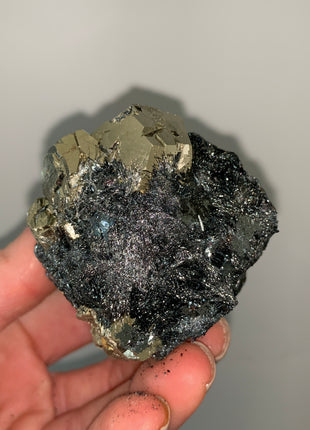 Pentadodecahedral Pyrite with Sparkly Hematite - Elba Island, Italy