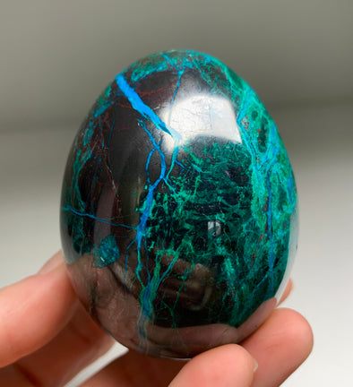 Bright Blue Chrysocolla with Red Cuprite and Green Malachite Egg