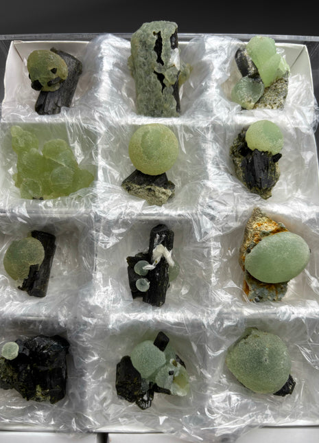 12 Pieces ! High Grade Apple Green Prehnite with Epidote Lot - From Mali