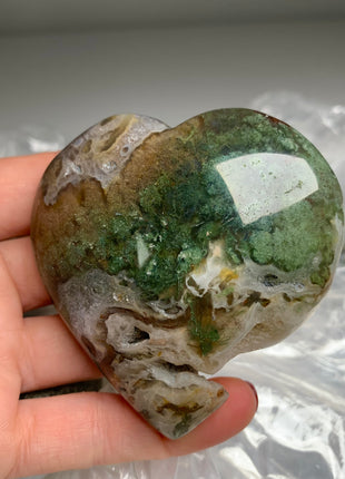 Very High Grade Moss Agate with Quartz Hearts - 4 Pieces !