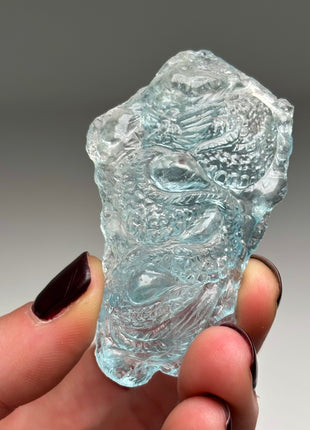 Blue Aquamarine Dragon Carving