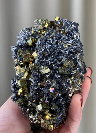 Very Lustrous Pyrite with Sphalerite and Quartz - Borieva mine, Rhodope Mtns