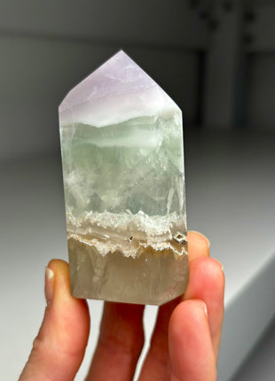 Pastel Colors ! Lavender Green Yttrium Fluorite Tower