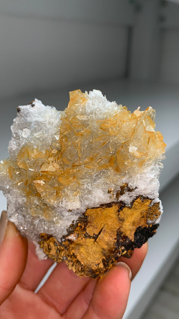Yellow and White Bicolor Barite - From Morocco