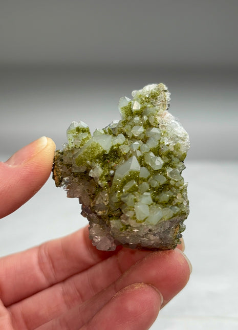 New ! Druzy Green Epidote with Quartz