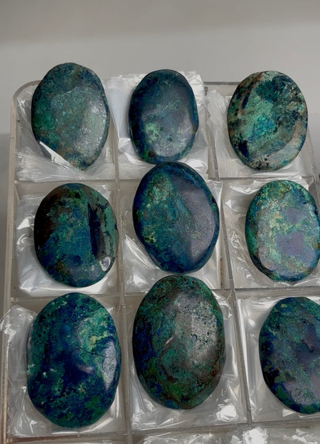 Blue Azurite Palmstone Lot ! 9 Pieces