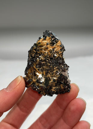 Golden Rutile with Metallic Hematite