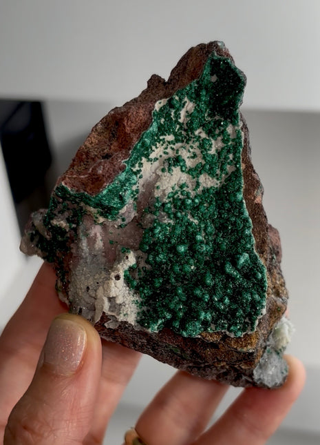 Magical ! Snow Chalcedony with Malachite