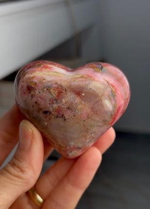 Rare Dendritic Pink Opal Heart
