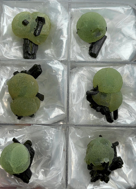 6 Pieces ! High Grade Apple Green Prehnite with Epidote Lot - From Mali