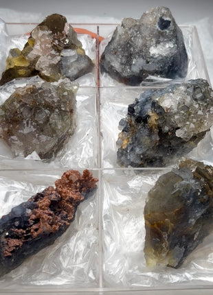 6 Pieces ! Blue Yellow Fluorite with Quartz Lot