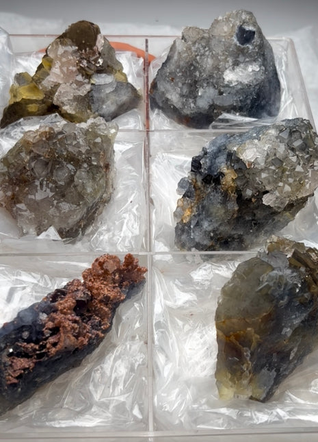 6 Pieces ! Blue Yellow Fluorite with Quartz Lot