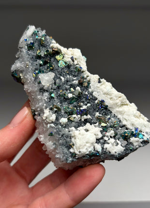 Snowy Quartz with Colorful Chalcopyrite