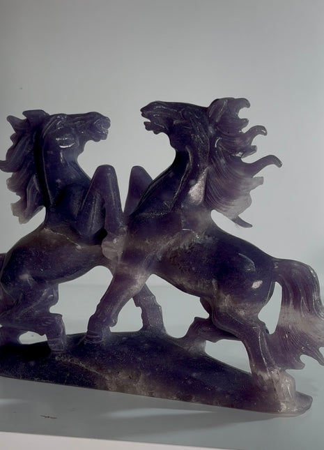 Lilac Purple Lepidolite Horses Sculpture
