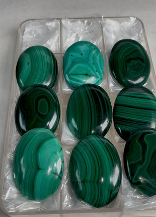 High Grade Malachite Palmstone Lot ! 9 Pieces