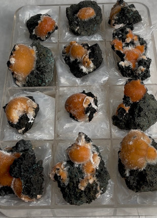 12 Pieces ! Bright Orange Thomsonite with Mesolite Lot