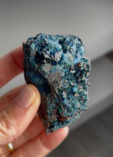Blue Lazulite with Siderite from Rapid Creek, Canada