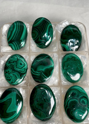 High Grade Malachite Palmstone Lot ! 9 Pieces