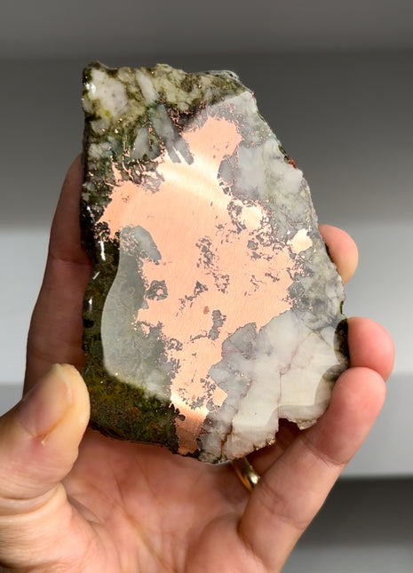 Copper Ore with Green Epidote Slab - From Keweenaw Peninsula, Michigan