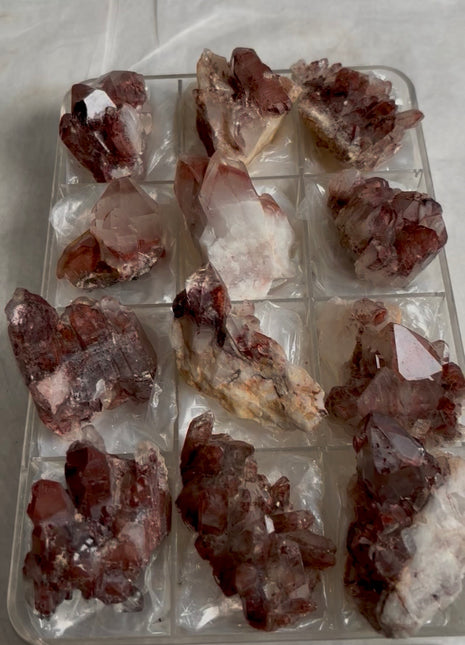 12 Pieces !  Zambian Red Phantom Quartz Lot