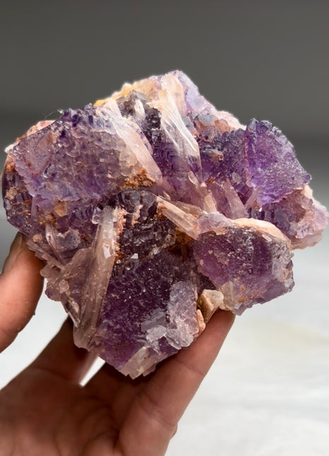 Unusual ! Purple Fluorite with Barite