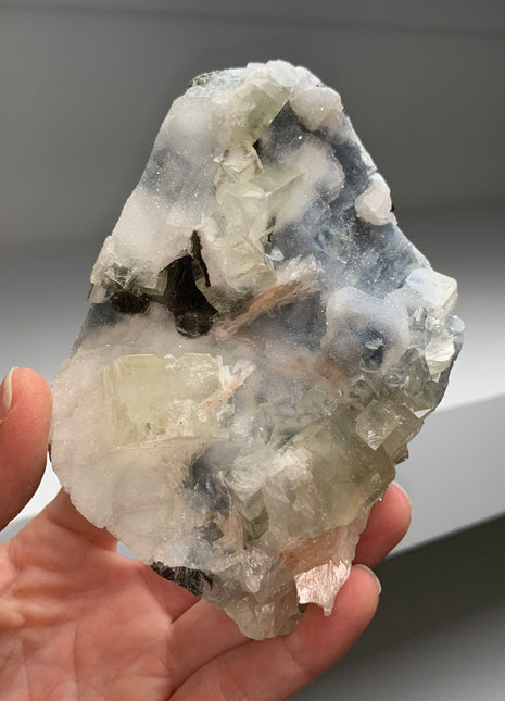 Snowy Chalcedony with Apophyllite and Pink Stilbite