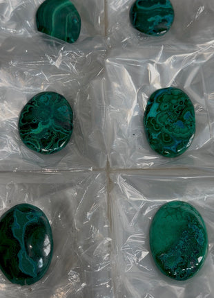 High Grade Chrysocolla with Malachite Palmstone Lot ! 6 Pieces