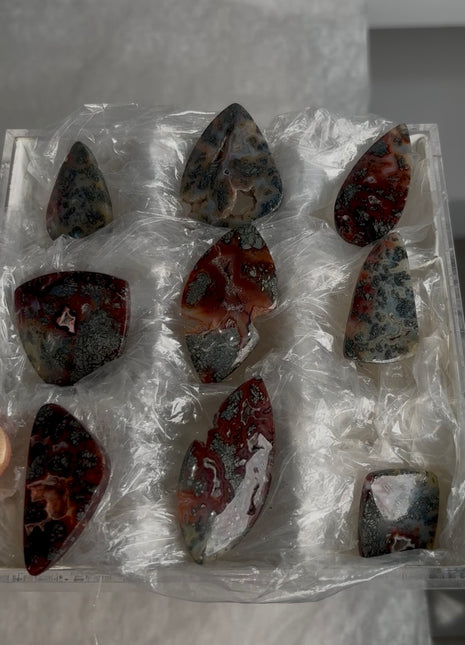 9 Pieces ! Marcasite Flower in Agate Lot