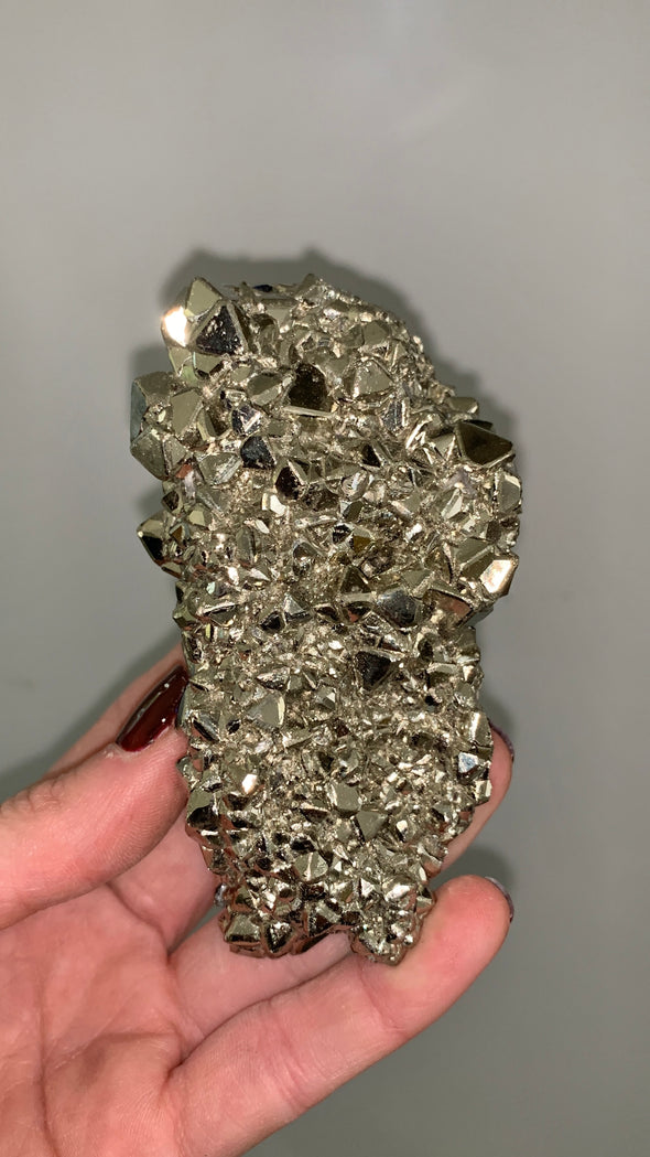 Octahedral Pyrite Specimen - 344 Grams ! From Huanzala, Peru