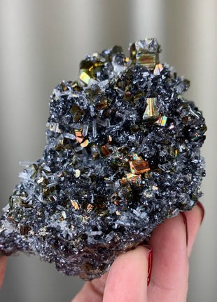 Rainbow Pyrite ! with Lustrous Sphalerite - Borieva mine, Rhodope Mtns