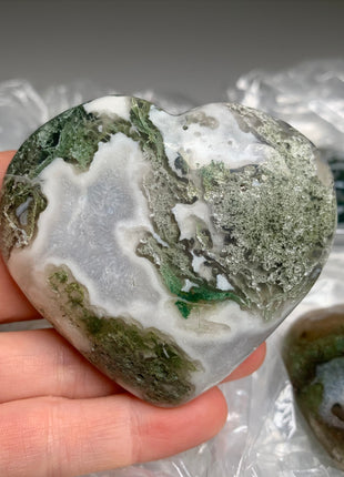 Very High Grade Moss Agate with Quartz Hearts - 4 Pieces !