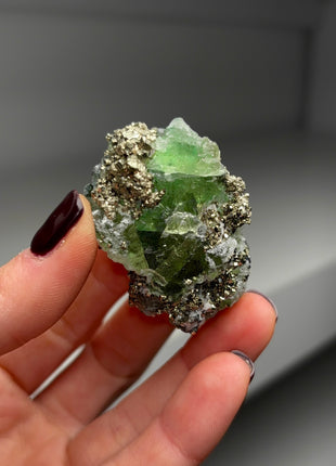 Green Fluorite with Pyrite from Peru