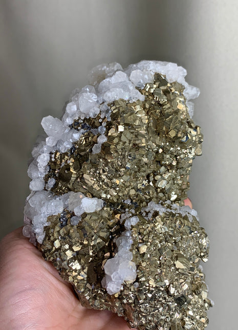 Step-wise Pyrite w/ Beautiful Calcite - From Trepca Mine, Kosovo