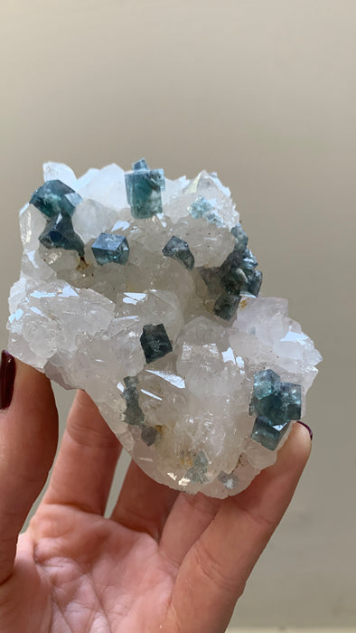 Blue Green Color Change Fluorite with Quartz - From Diana Maria mine, England