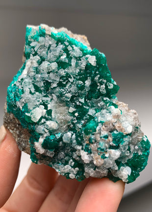 Green Dioptase with Calcite