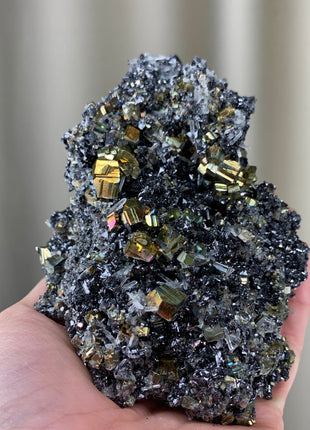 Very Lustrous ! Pyrite with Sphalerite and Quartz - Borieva mine, Rhodope Mtns