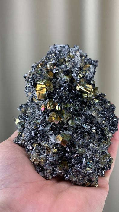 Very Lustrous ! Pyrite with Sphalerite and Quartz - Borieva mine, Rhodope Mtns