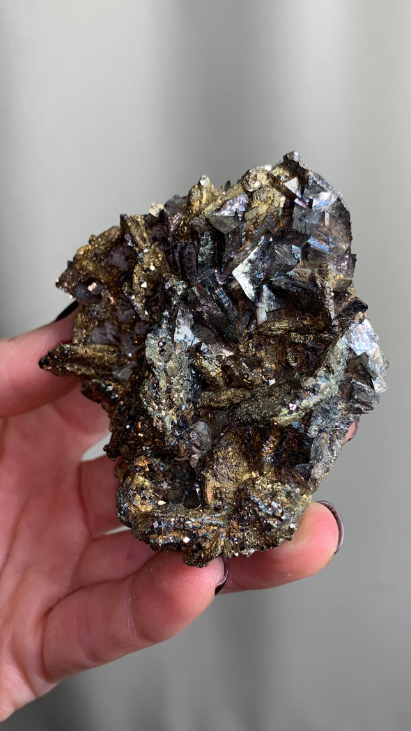 Pyrite Pseudomorph,  Chalcopyrite and Arsenopyrite
- From Trepca Mine, Kosovo