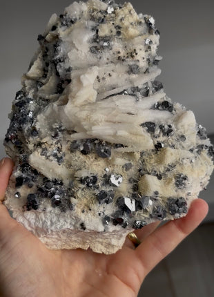 Silvery Galena with Calcite Flower PM1302