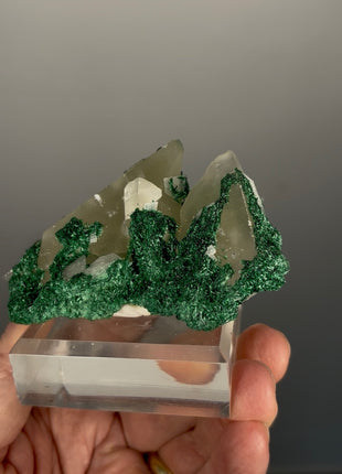 New find ! Calcite with Velvety Malachite from Congo