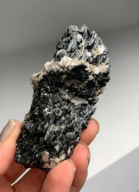 Elestial Black Tourmaline with Feldspar, Mica